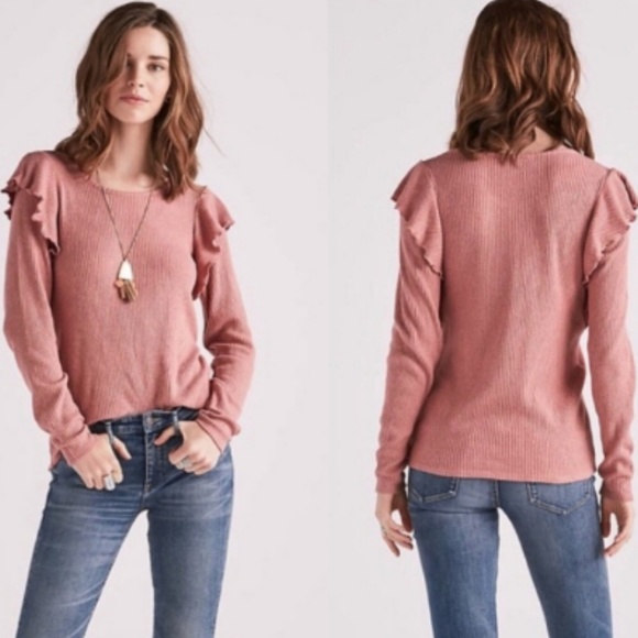 Lucky Brand Tops - Lucky Brand Ribbed Ruffle Top